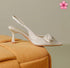 Bow Decor Pointy Toe Sling Back kitten Heels